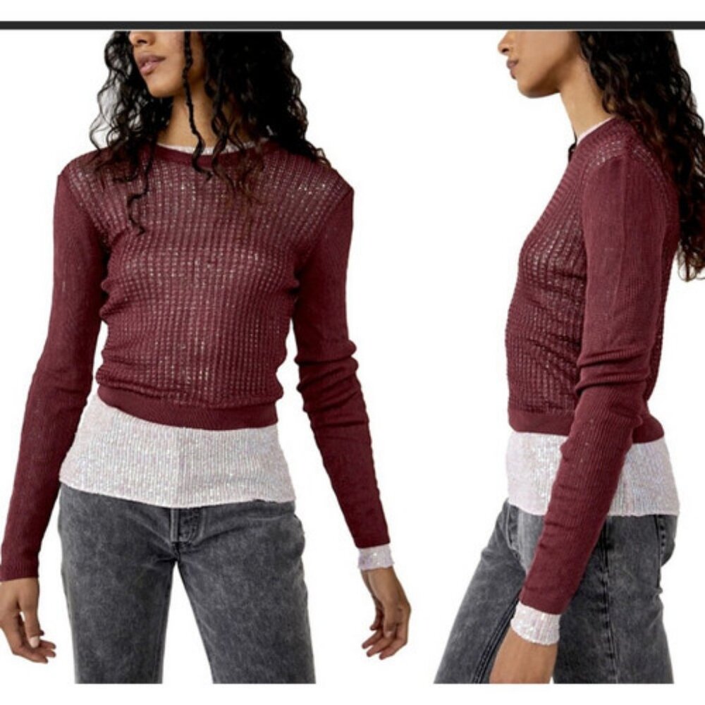 Free People H2O Crew Pullover Knit Top S